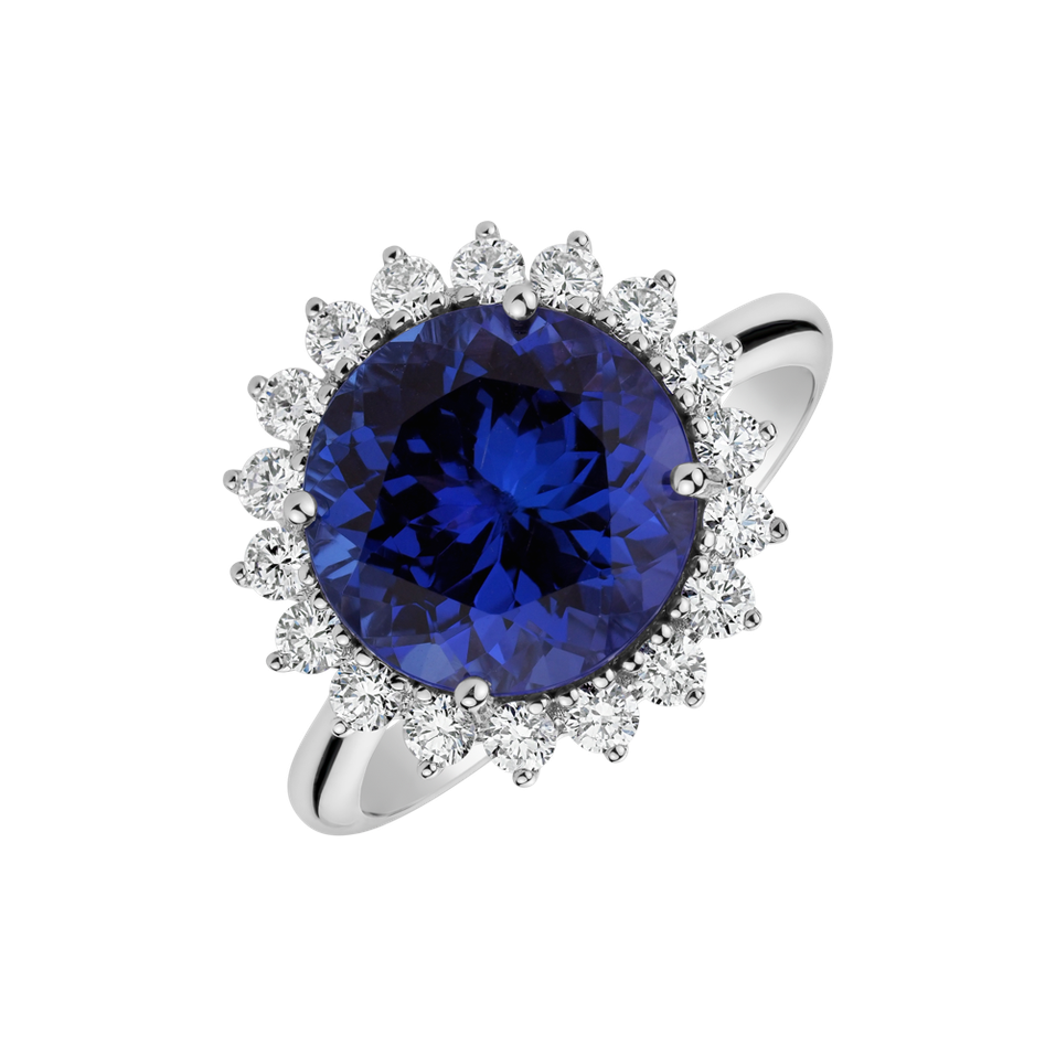 Diamond ring with Tanzanite Sun Impression