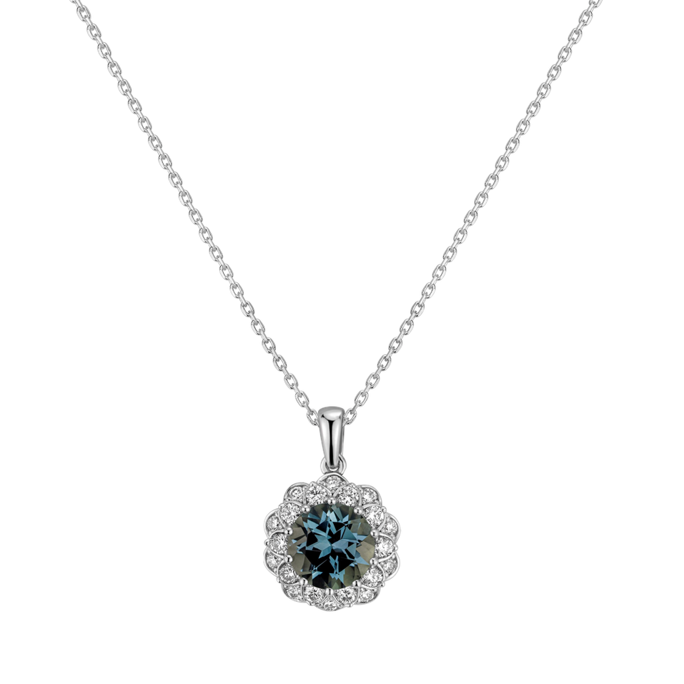 Diamond pendant with Topaz Princess Bloom