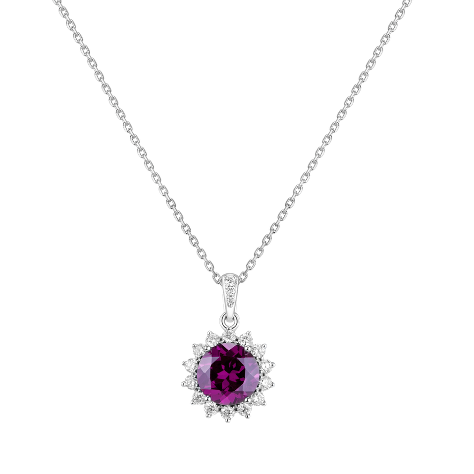 Diamond pendant with Rhodolite Princess Spark