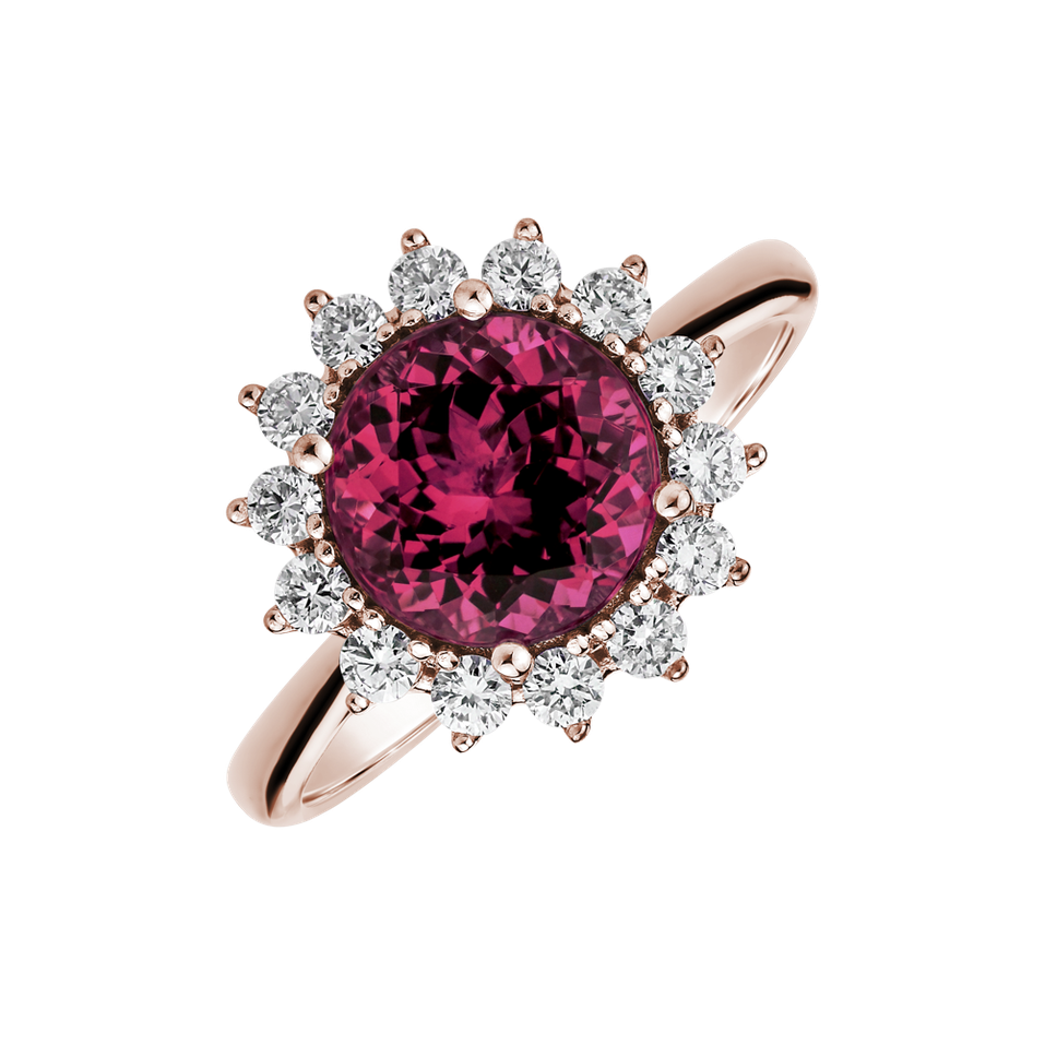 Ring with Garnet and diamonds Sun Impression