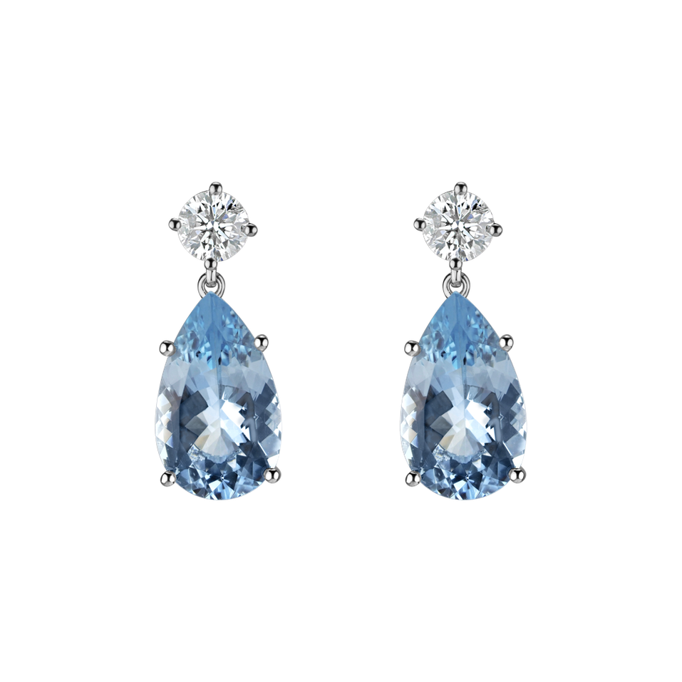 Diamond earrings with Aquamarine Royal Tears