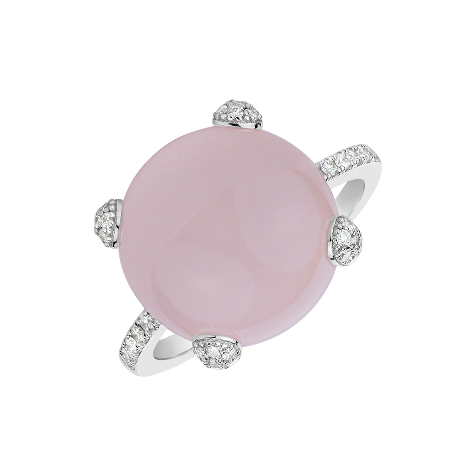 Diamond ring with Rose Quartz Divine Drop