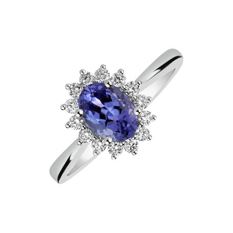 Diamond ring with Tanzanite Princess Sparkle