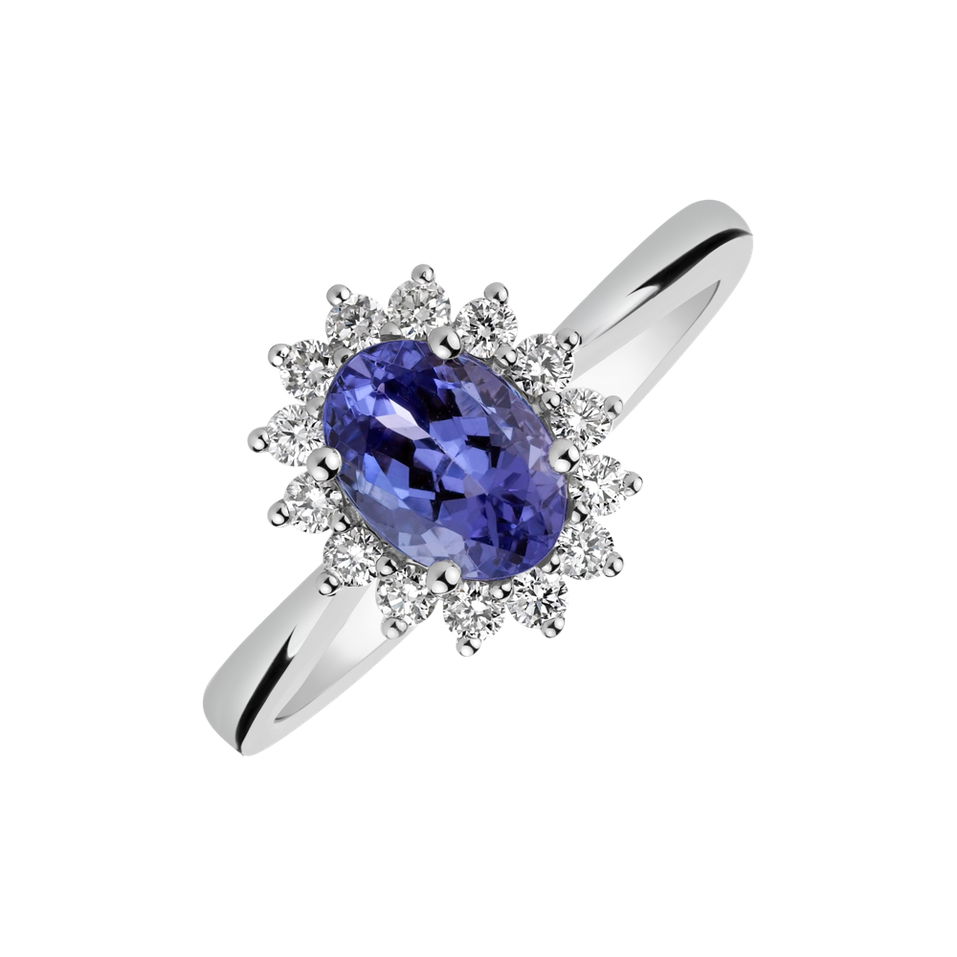 Diamond ring with Tanzanite Princess Sparkle