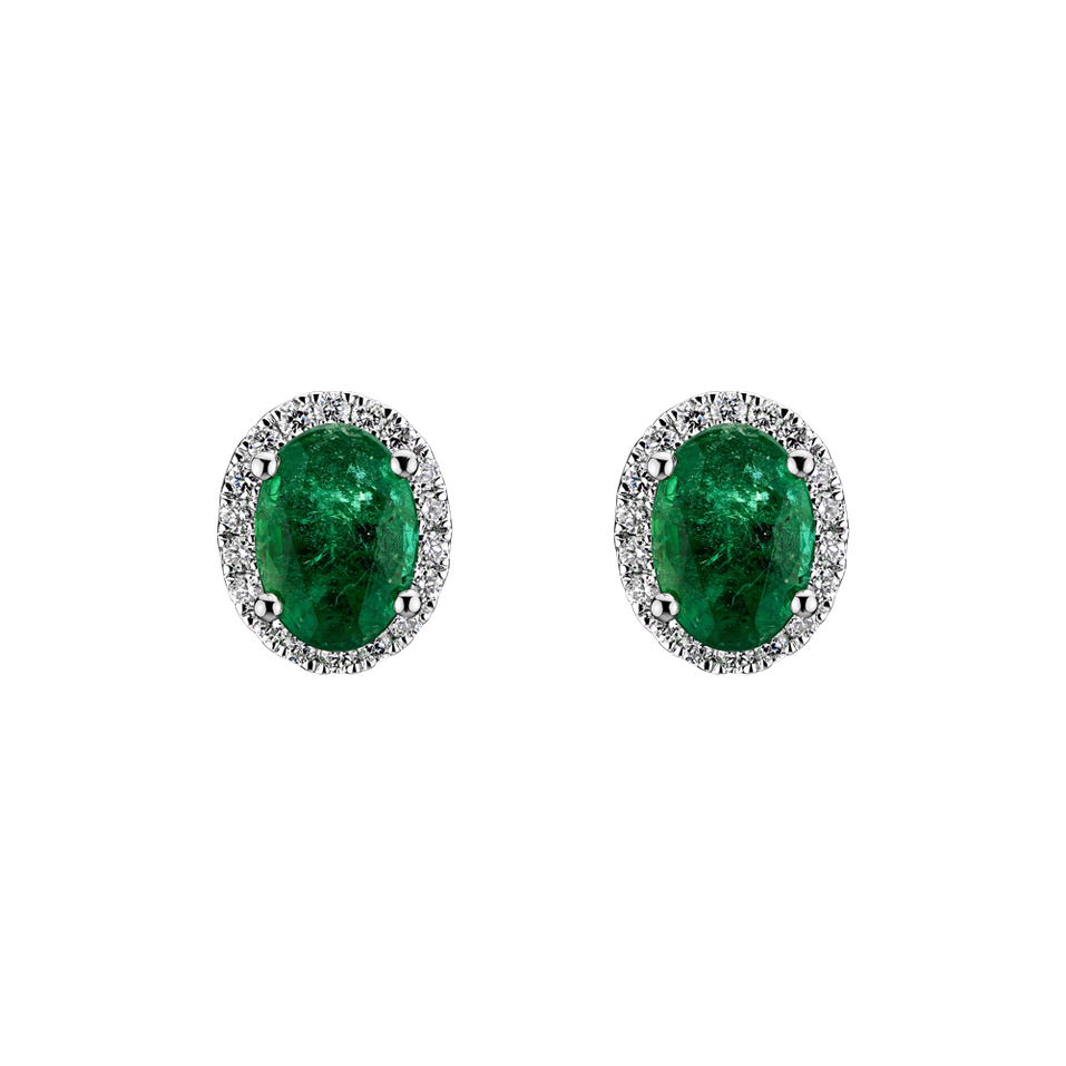 Diamond earrings with Emerald Imperial Allegory