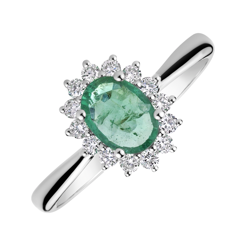 Diamond ring with Emerald Princess