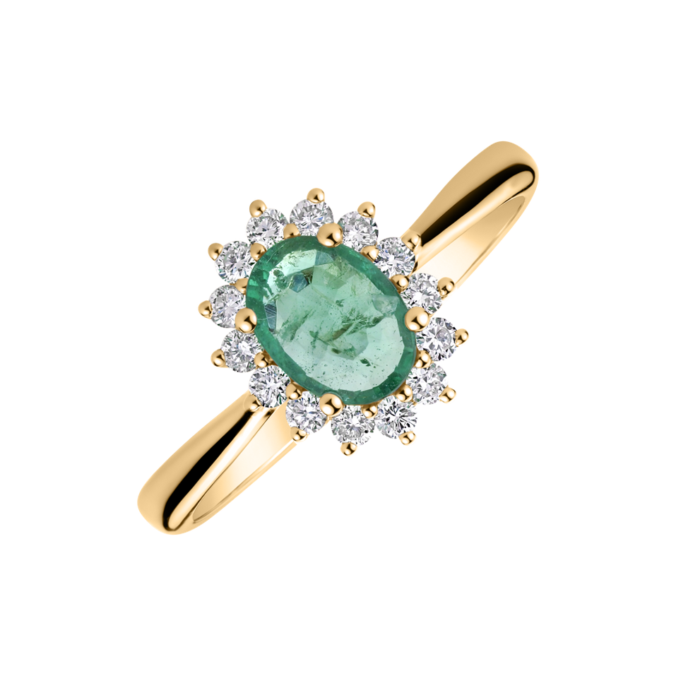 Diamond ring with Emerald Princess Sparkle