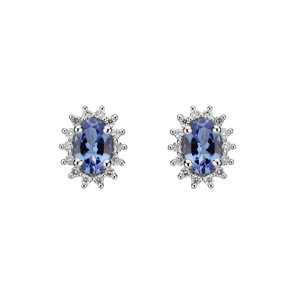 Diamond earrings with Tanzanite Princess Sparkle