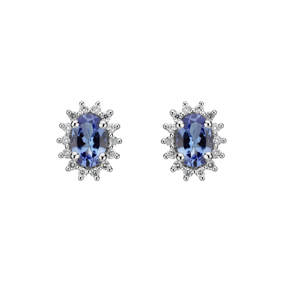 Diamond earrings with Tanzanite Princess