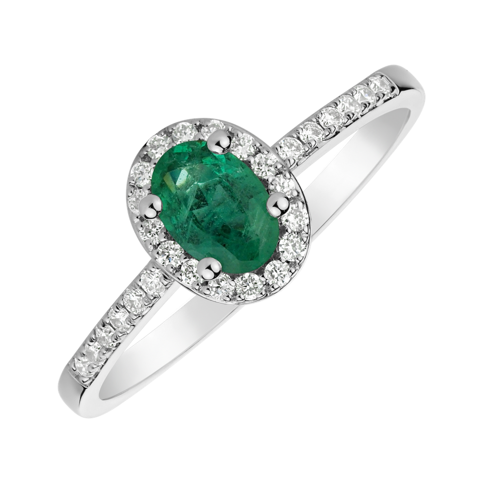 Diamond ring with Emerald Princess