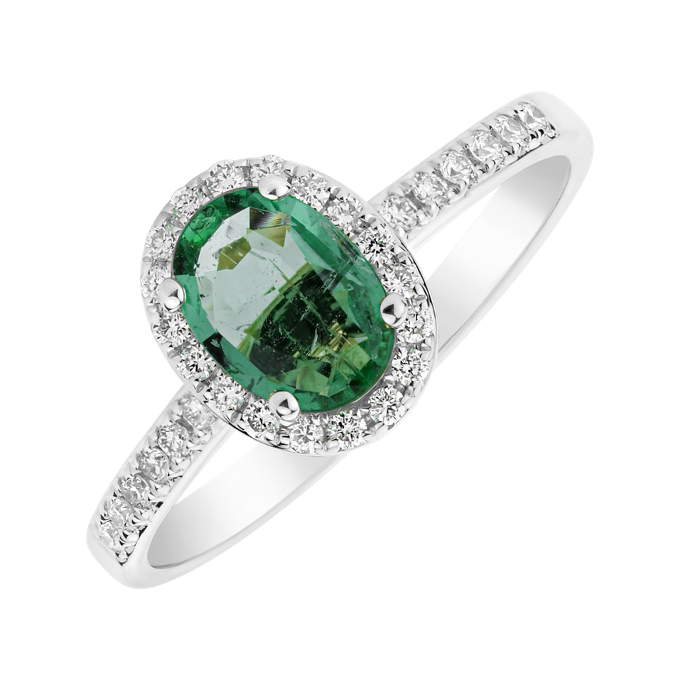 Diamond ring with Emerald Princess