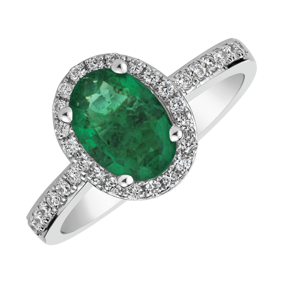 Diamond ring with Emerald Princess