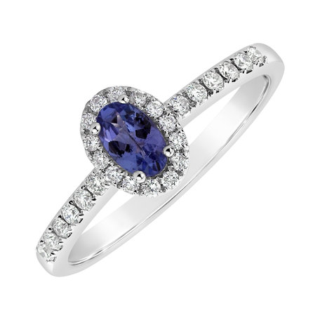 Diamond ring with Tanzanite Princess