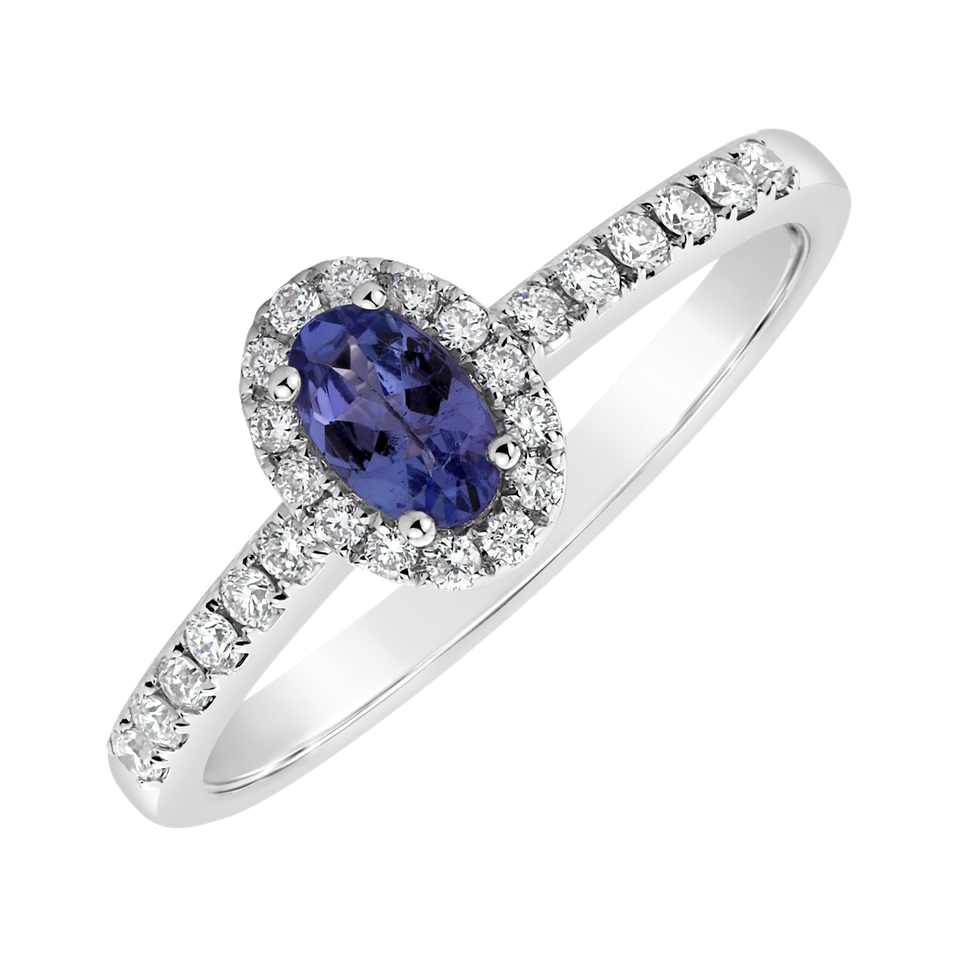 Diamond ring with Tanzanite Princess