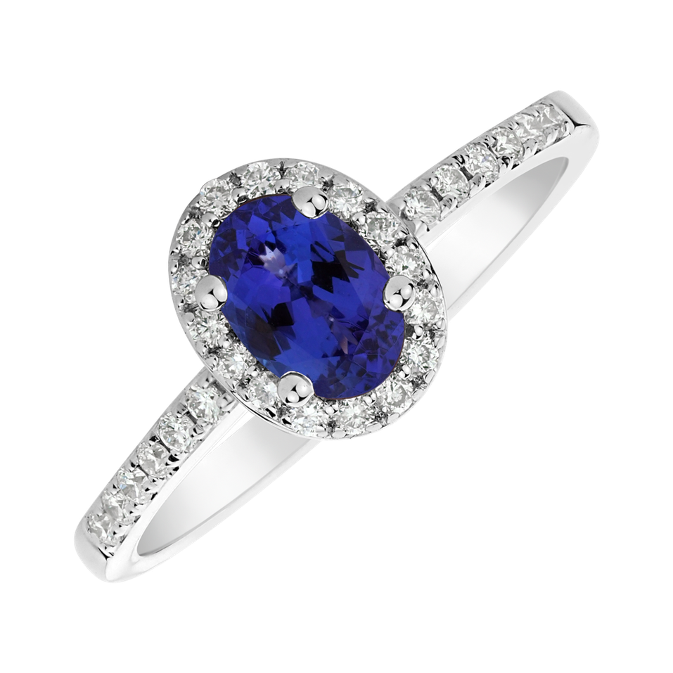 Diamond ring with Tanzanite Princess