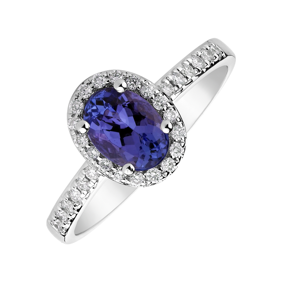 Diamond ring with Tanzanite Princess