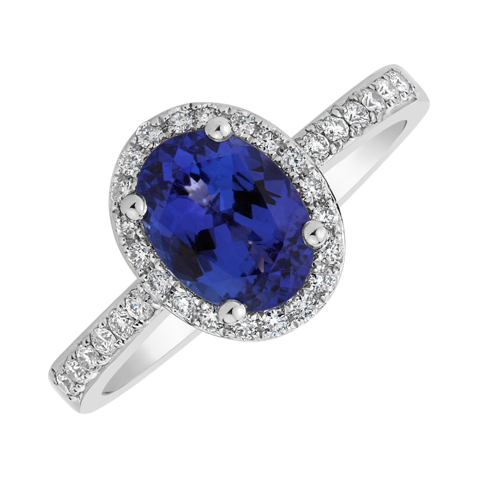 Diamond ring with Tanzanite Princess