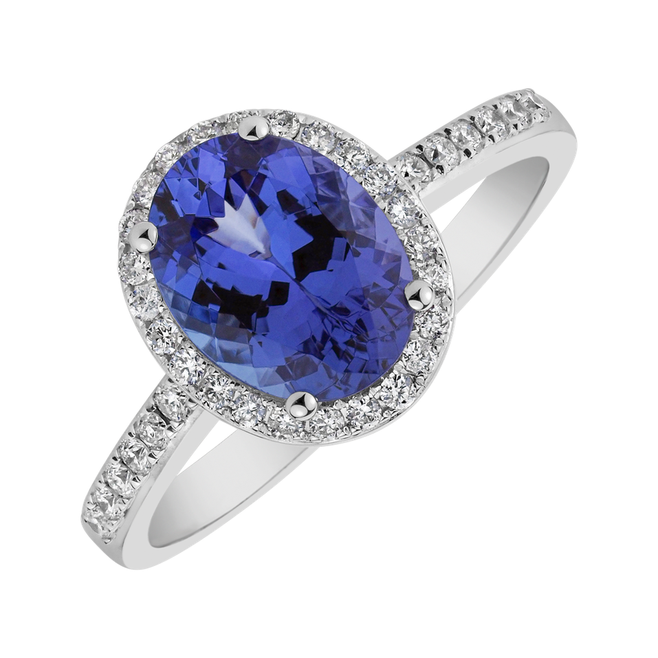 Diamond ring with Tanzanite Princess