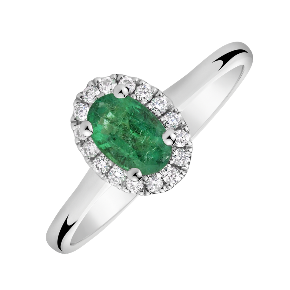 Diamond ring with Emerald Princess