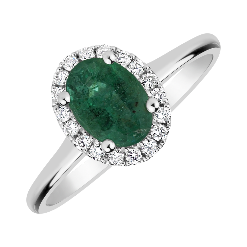 Diamond ring with Emerald Princess