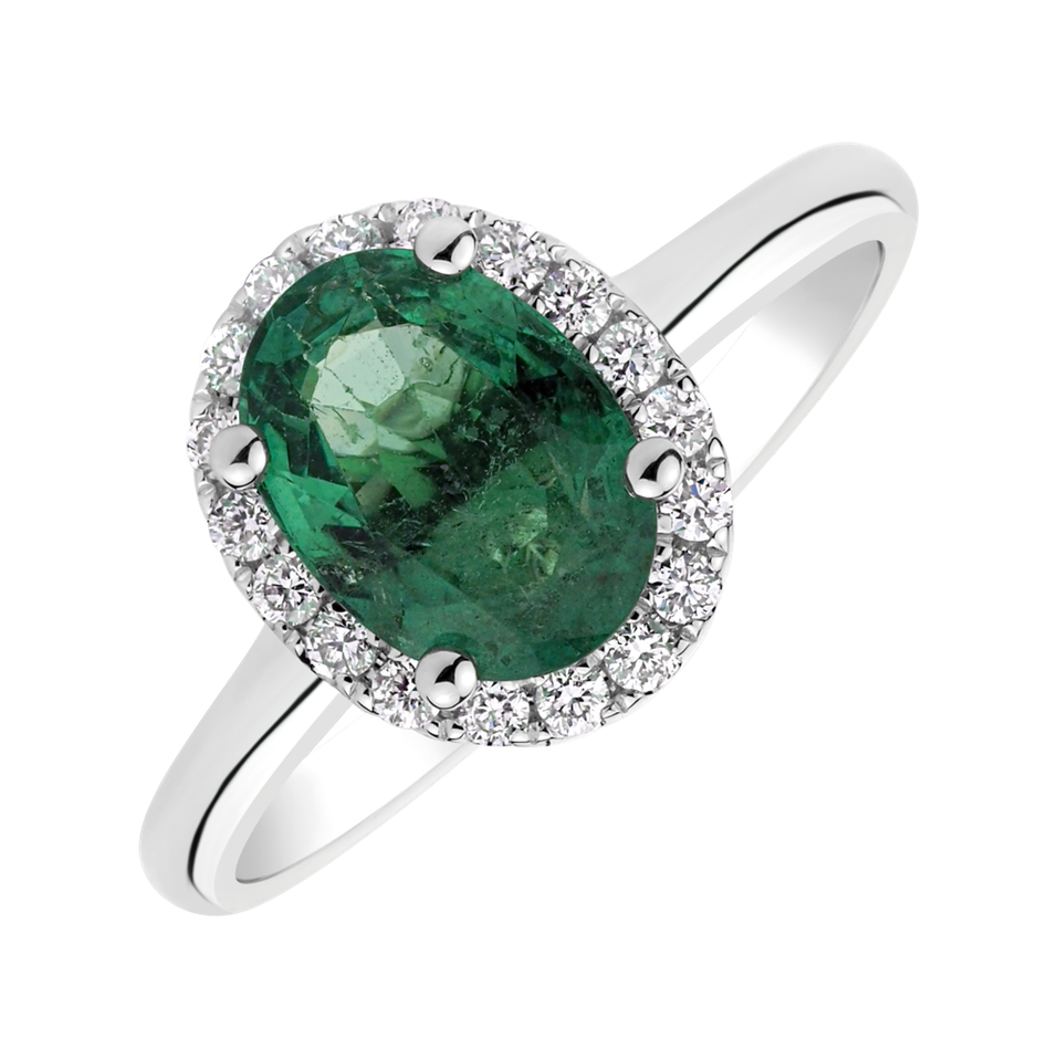 Diamond ring with Emerald Princess