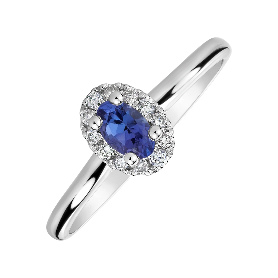 Diamond ring with Tanzanite Princess