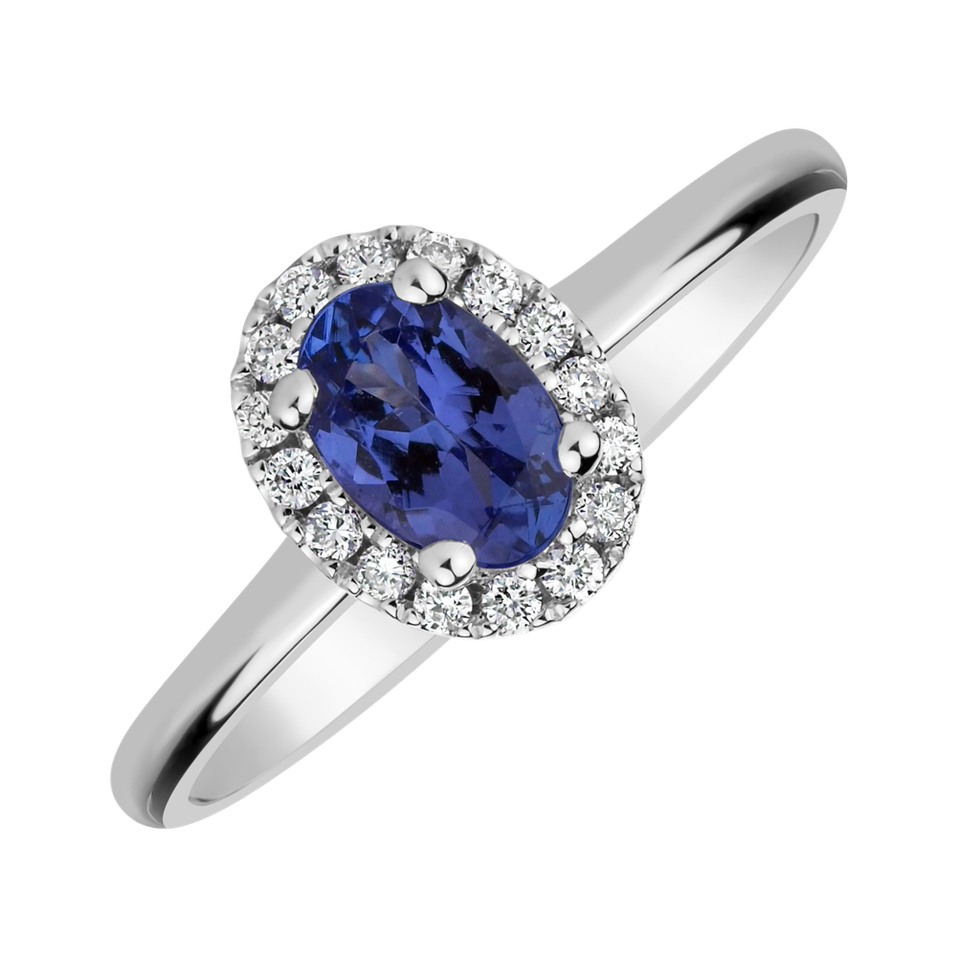 Diamond ring with Tanzanite Princess