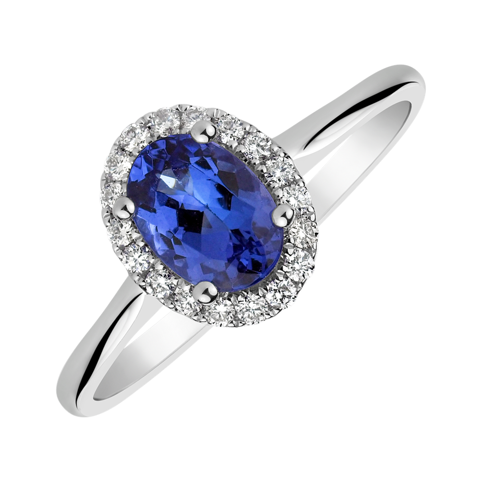 Diamond ring with Tanzanite Princess