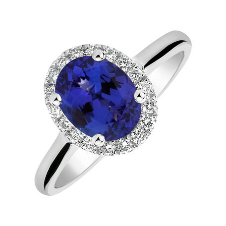 Diamond ring with Tanzanite Princess