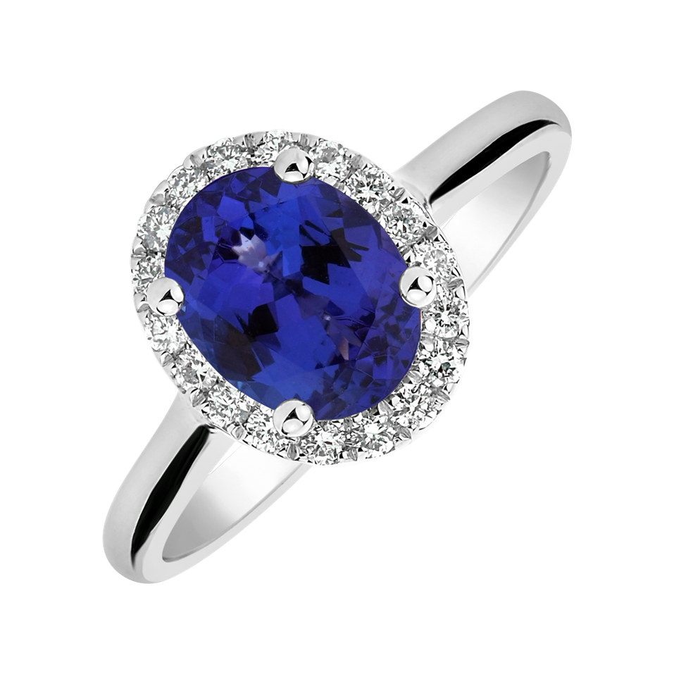 Diamond ring with Tanzanite Princess