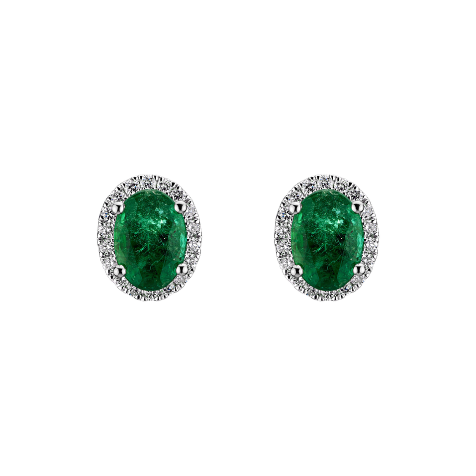 Diamond earrings with Emerald Princess