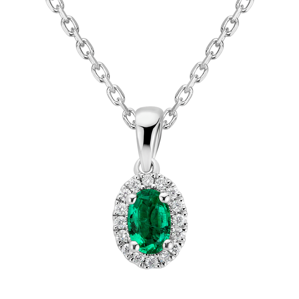 Diamond pendant with Emerald Princess