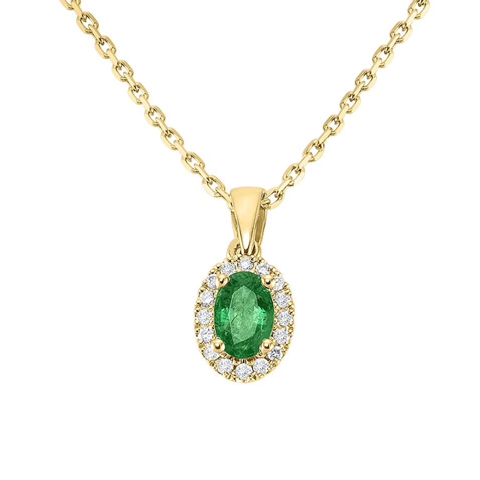 Diamond pendant with Emerald Princess