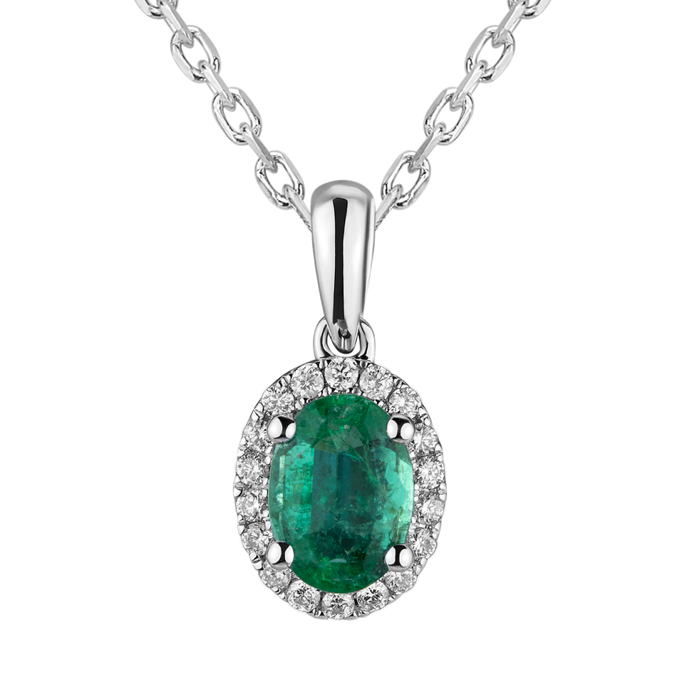 Diamond pendant with Emerald Princess