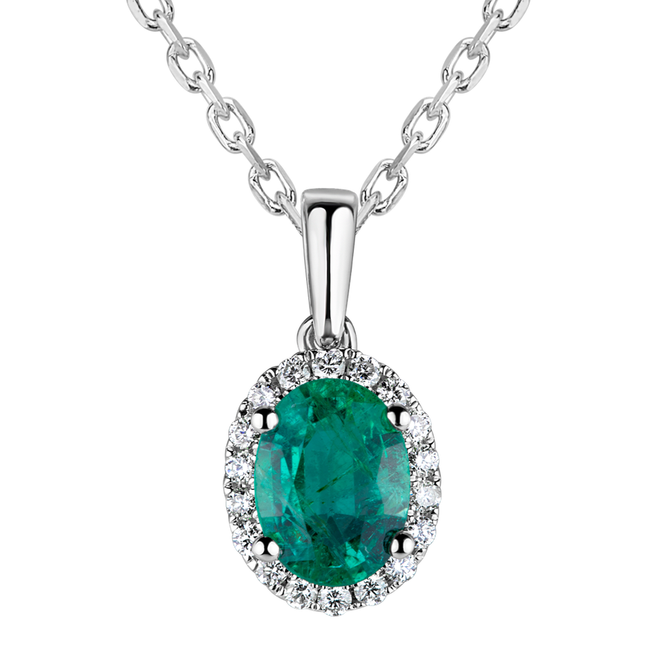 Diamond pendant with Emerald Princess