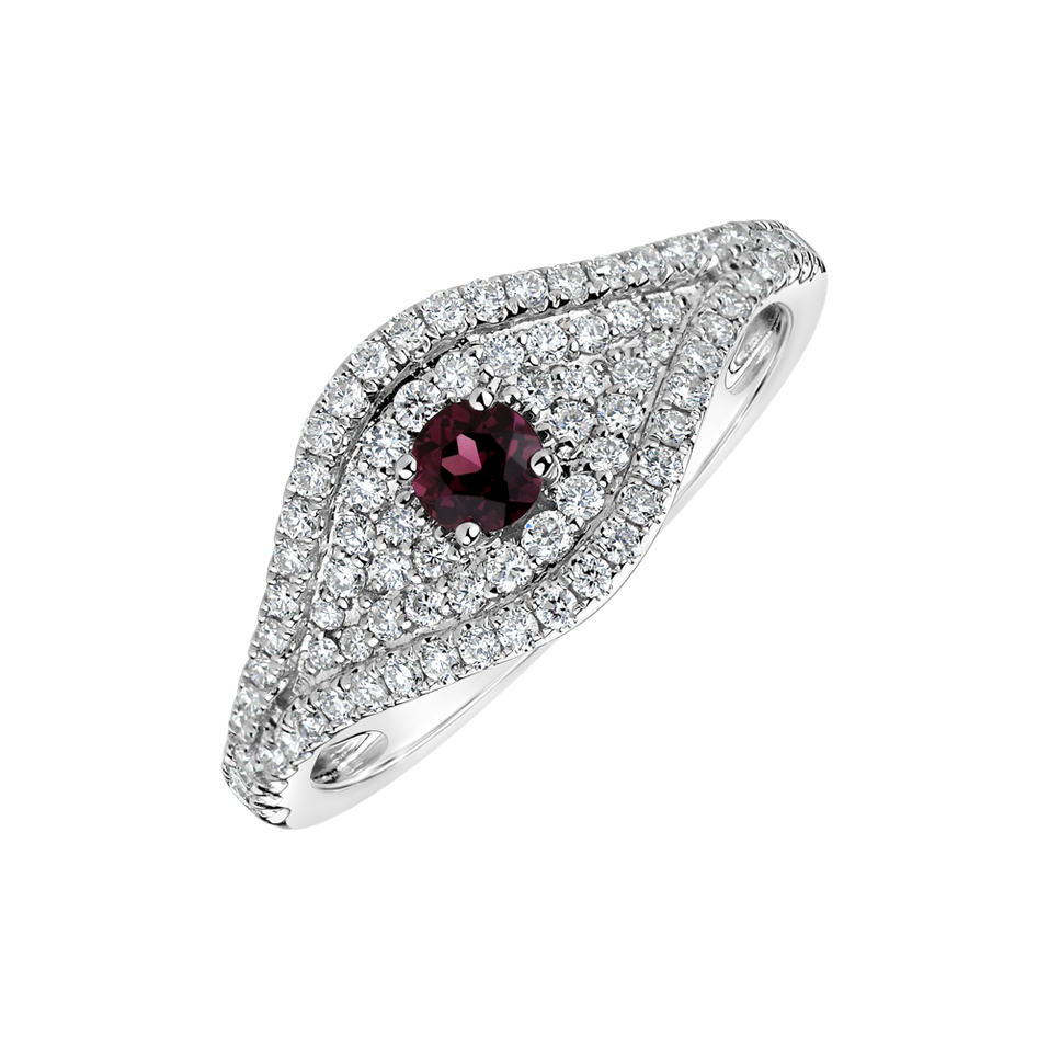 Diamond ring with Rhodolite Bright Vision