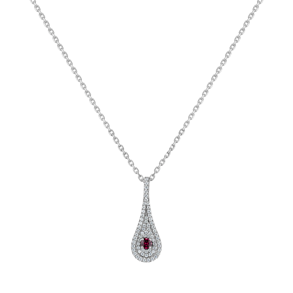 Diamond pendant with Rhodolite Classy Drop