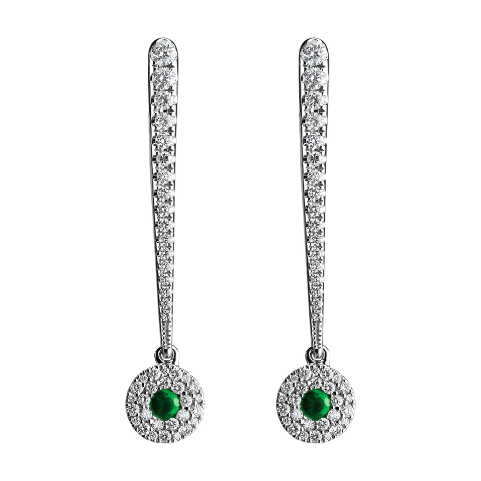 Diamond earrings with Emerald Sparkling Exclamation