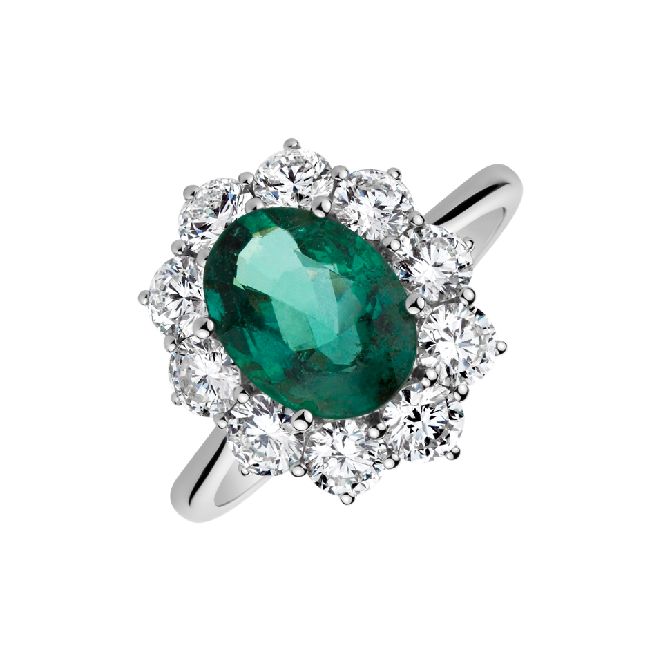 Diamond ring with Emerald Princess Joy