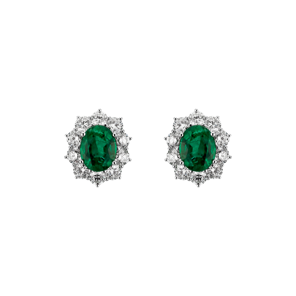 Diamond earrings with Emerald Princess Joy