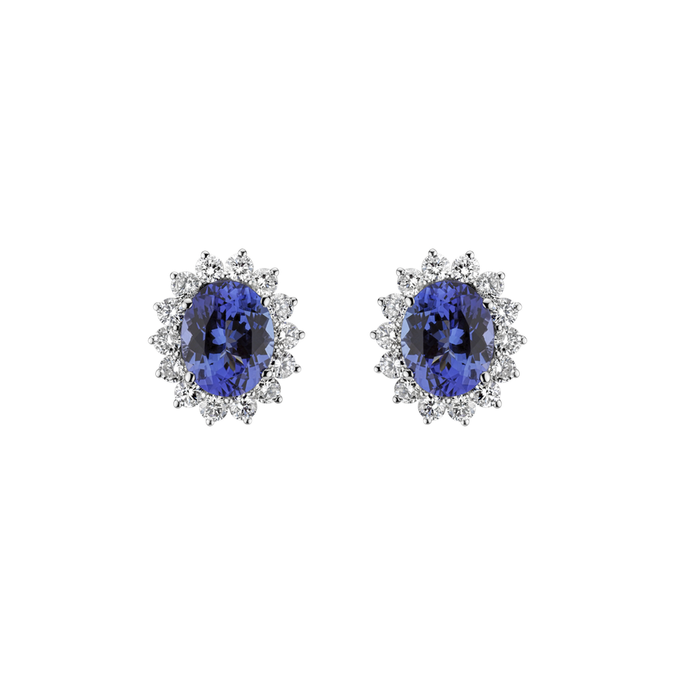 Diamond earrings with Tanzanite Princess Sparkle
