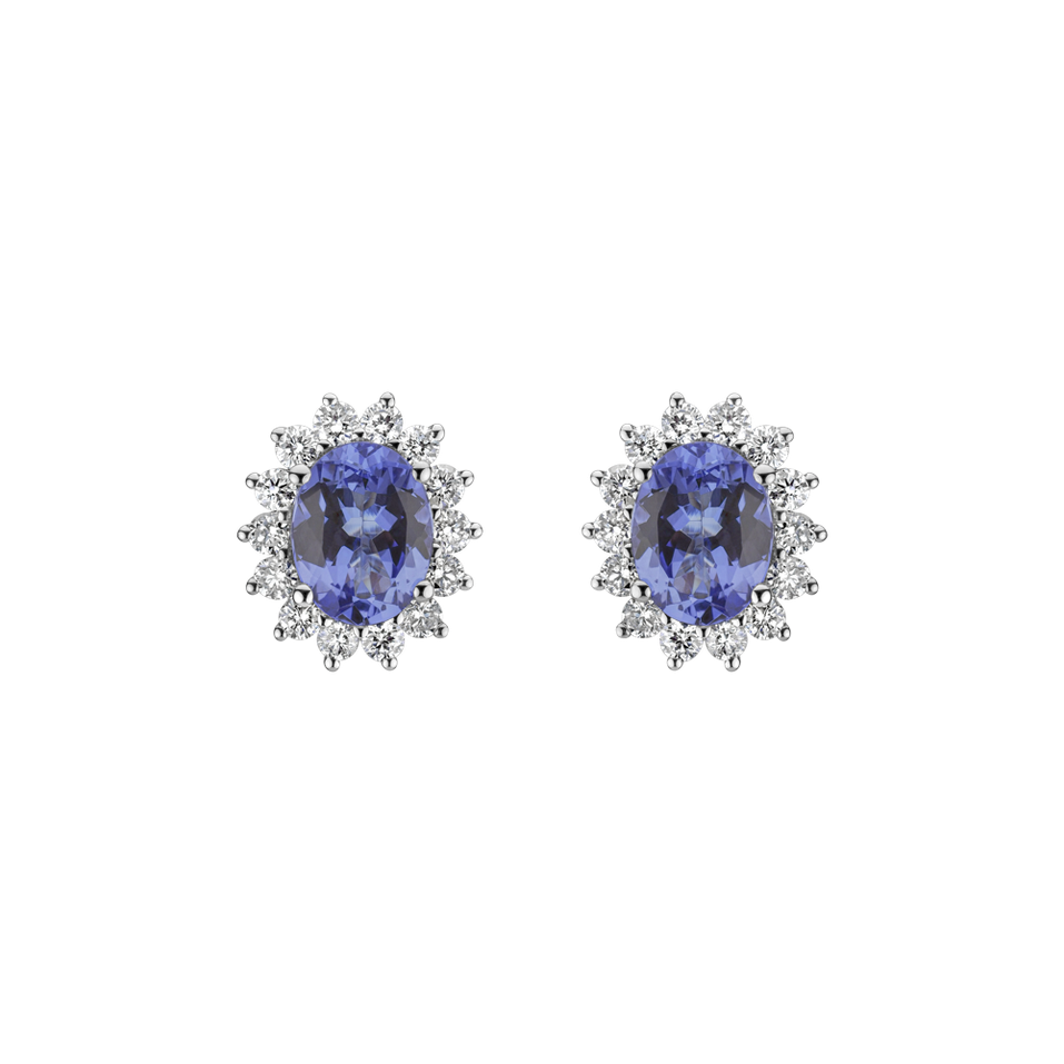 Diamond earrings with Tanzanite Princess Sparkle