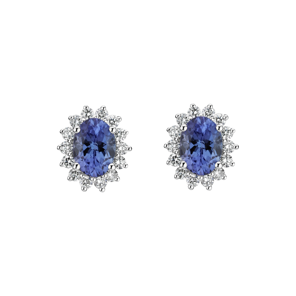 Diamond earrings with Tanzanite Princess Sparkle