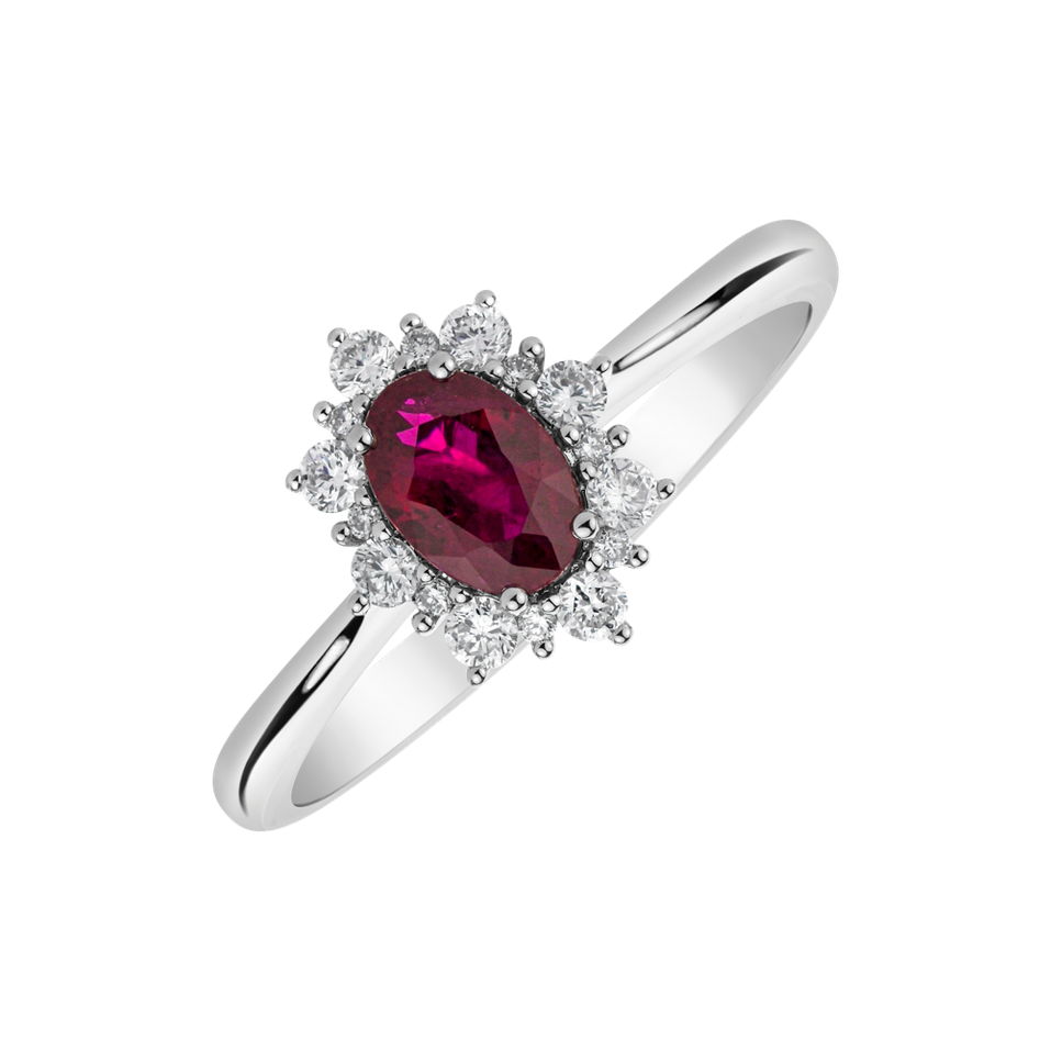 Diamond ring with Ruby Princess Gem