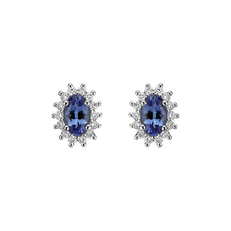 Diamond earrings with Tanzanite Princess