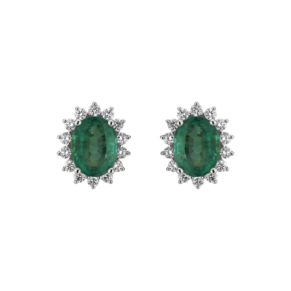 Diamond earrings with Emerald Princess