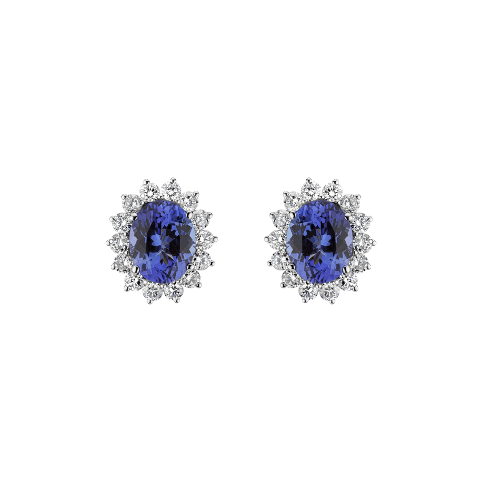 Diamond earrings with Tanzanite Princess