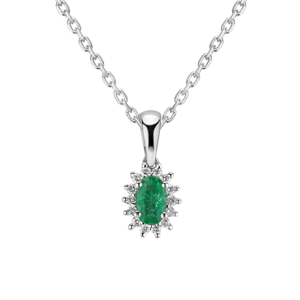 Diamond pendant with Emerald Princess