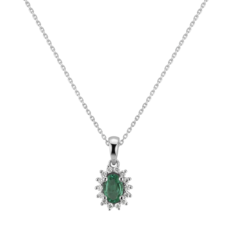 Diamond pendant with Emerald Princess