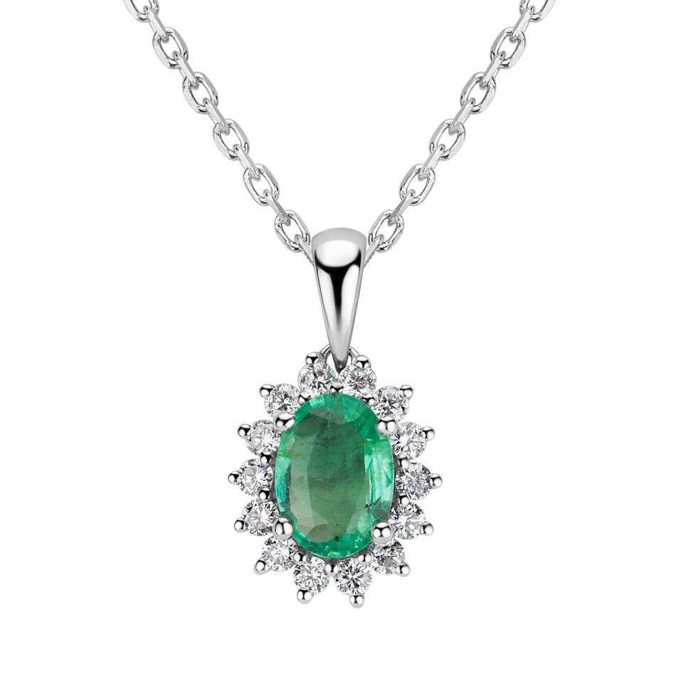 Diamond pendant with Emerald Princess